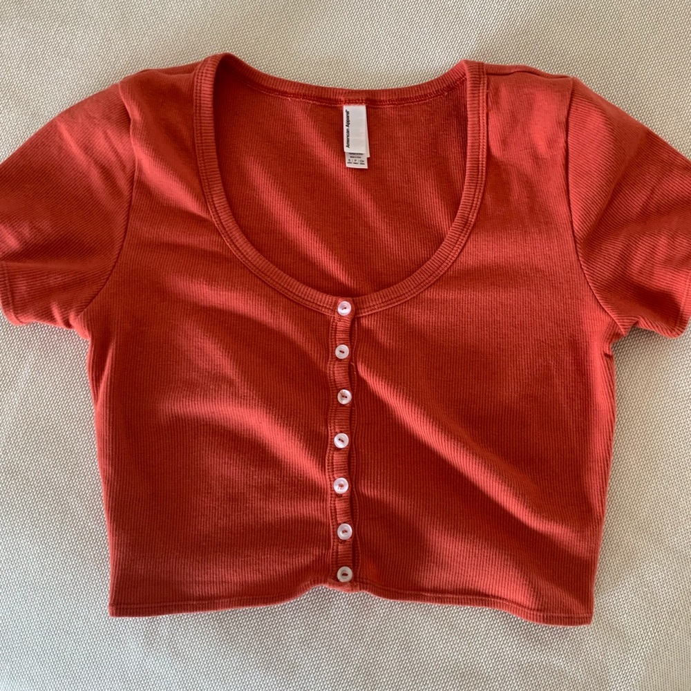 American Apparel Button Front Crop Top